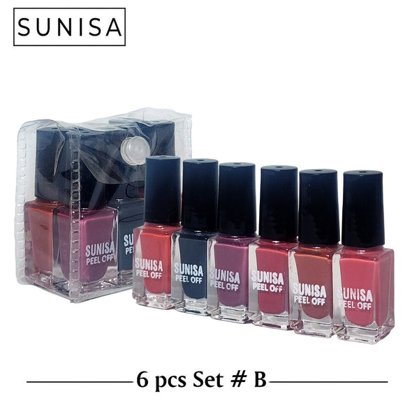 Sunisa - 6pcs Set Matte Nail Polish / Peel Off