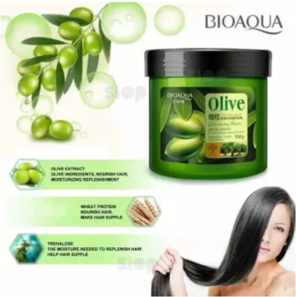 BIOAQUA Olive Hair Keratin Mask Moisturizing Deep Repair Frizz For Dry Damaged Hair Smooth 500g BQY57706