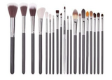 MUICIN - Metallic Eye & Face Makeup Brush Set - 20 Pieces In Grey Flap Pouch