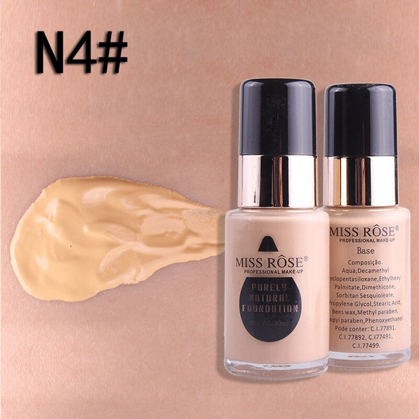 Miss Rose - Waterproof Moisturizing Oil Free Full Coverage Deep Whitener Liquid Foundation 30Ml - Beige 04