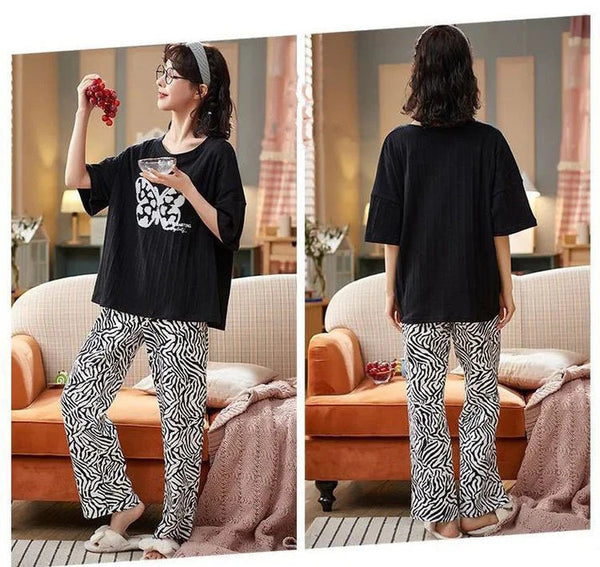 VYBE -  Black Butterfly Printed PJ Suit