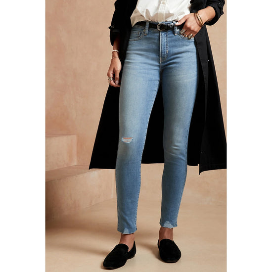Montivo - Blue Mid Rise Skinny Ripped Jeans