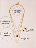 The Original - Shein 18k gold plated 3 piece Bohemian Multi layer necklace earrings set