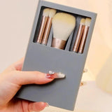The Original - Shein 5 Pcs Portable Makeup Brush Set with Mirror for Travel Cosmetic Tools Grey