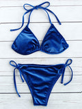 Emerce - Heat Navy Blue Padded String Ribbed Bikini