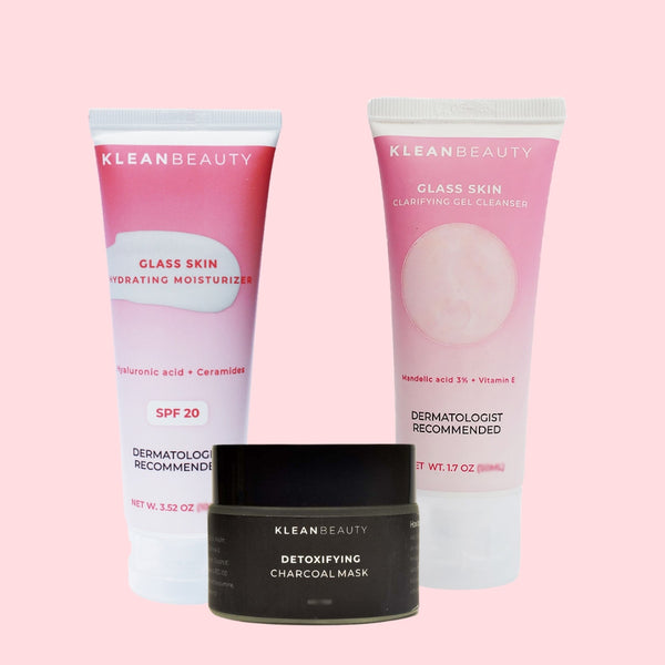 Klean Beauty - Glass Skin Trio (50Ml Moisturizer + 50Ml Facewash + 50G Charcoal Mask)