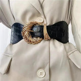 The Original Shein Belt - Plumage Women Belt PU Leather Wide Metal Buckle Matte Black