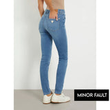Montivo - (Minor Fault) Mid Blue High Rise Button Fly Skinny Jeans