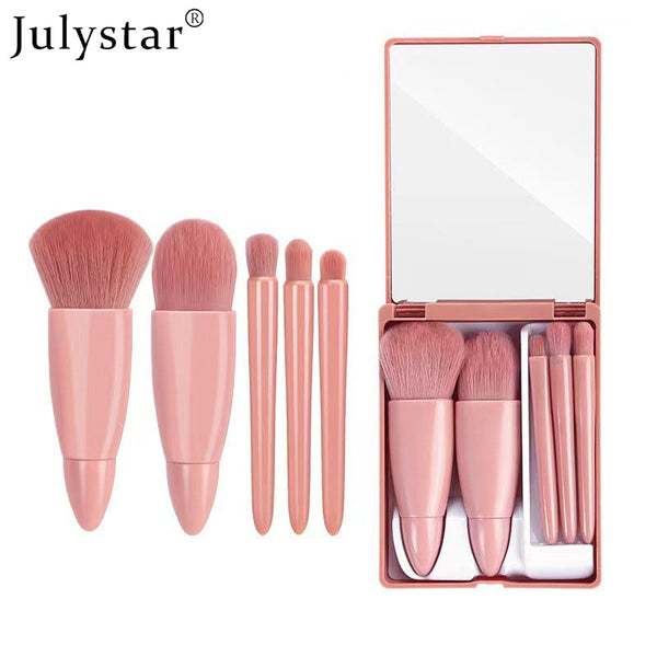 Colourme - Julystar 5PCS Soft Fluffy Mirror Makeup Brushes Set for Cosmetics