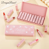 Dragon Ranee - 10 Pieces Velvet Matte Pink Lipstick Set