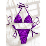 Emerce - Heat Purple Padded String Ribbed Bikini