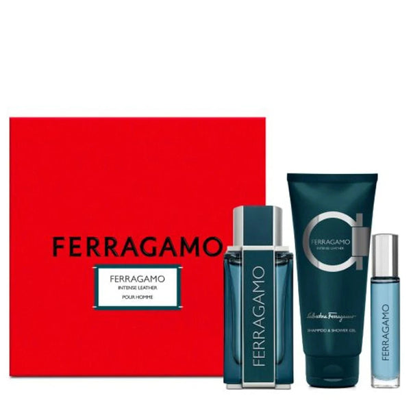 GIFT SET - FERRAGAMO INTENSE LEATHER MEN 3s SET (EDP 100ML+ EDP 10ML+S/GEL 100ML)