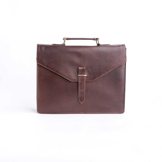 JILD The Corporate Pure Leather Bag- Dark Brown