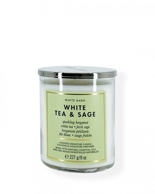 Bath & Body Works White Tea & Sage Single Wick Candles 198g