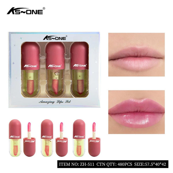 Colourme - NEW Lip Gloss Capsule Lip Plumper Oil Shiny Clear Lip Oil Women Moisturizing Lip Gloss Set-One