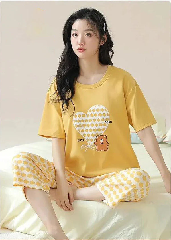 VYBE -  Cute Bear Printed Pj Suit