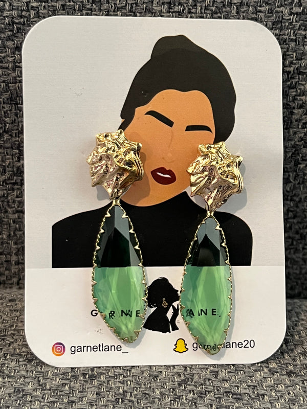 Garnetlane - leaf earings Green