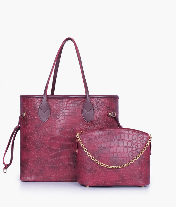 RTW - Burgundy crocodile neverfull two piece set