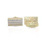 Cufflers - Classic Mate Gold Rectangle Crystal Cufflinks - CU-0015 with Free Gift Box