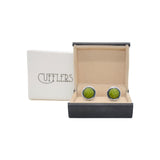 Cufflers - Classic Green Round Cufflinks CU-0018 with Free Gift Box