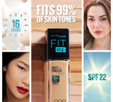 Maybelline New York- New Fit Me Matte + Poreless Liquid Foundation SPF 22 - 125 Nude Beige 30ml - For Normal to Oily Skin
