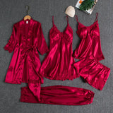 Emerce - Royal Bridal 100% Silk 5pcs Nightgown set