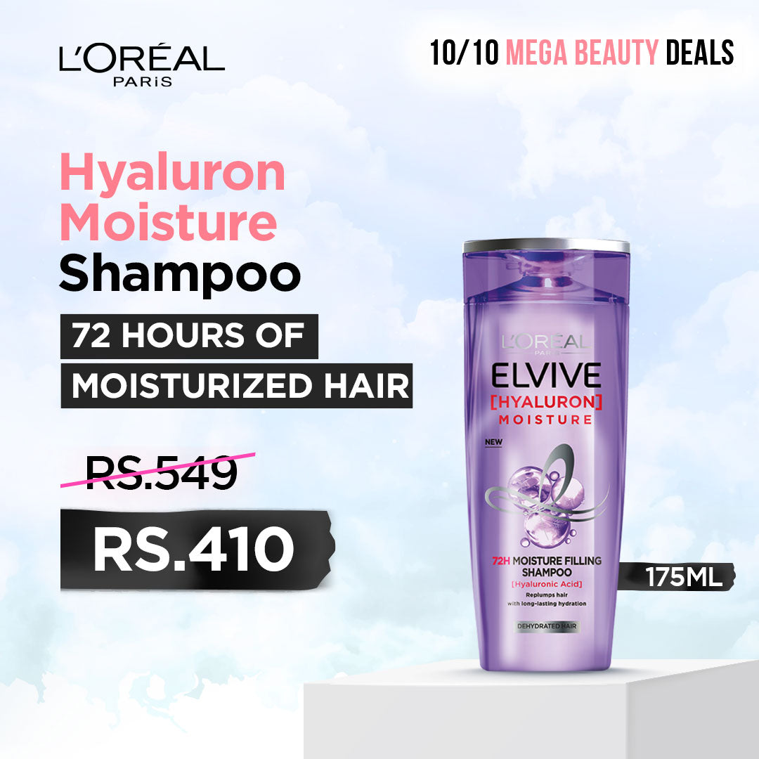 L'Oreal Paris Hyaluron + Plump Hydrating Shampoo, Paraben-Free, 175 ml