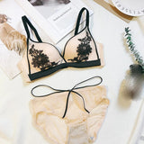 Emerce - Floral Buttercup Embroidered  Wireless Padded Bra and Panty Set