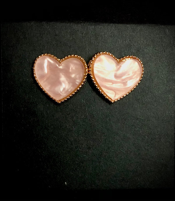 Beri- Heart Stone Studs - Pink