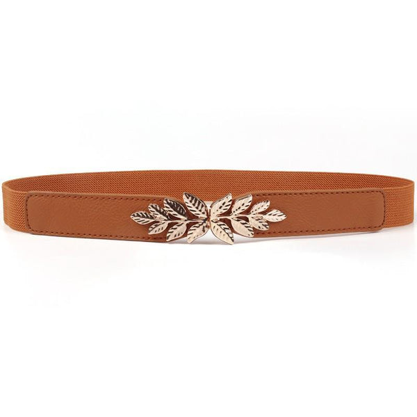 The Original Shein Belt- Metal Leaf Decor Buckle Elastic Belt