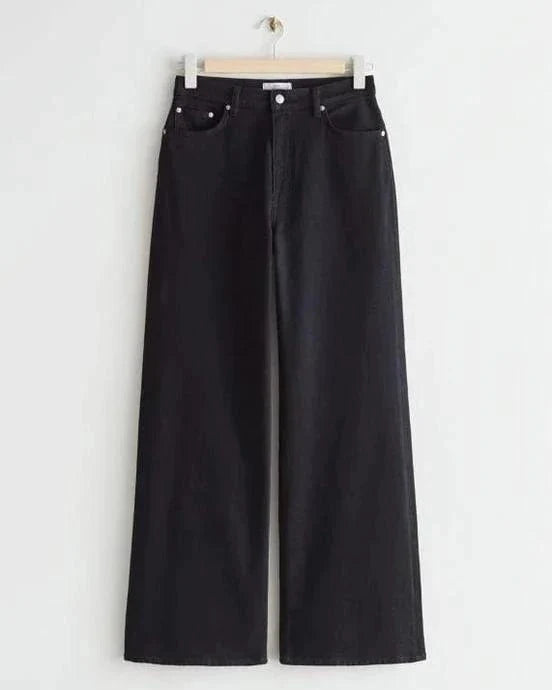 Emerce - Plain Wide Leg Jeans - Black
