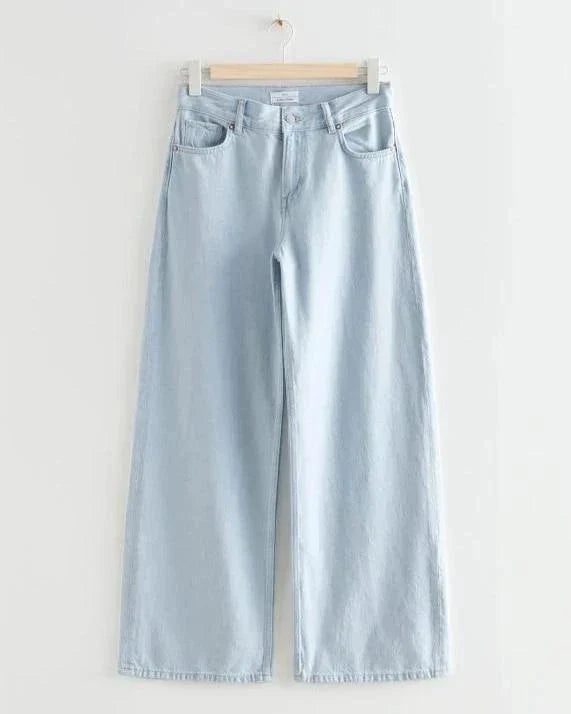 Emerce - Plain Wide Leg Jeans - Sky Blue