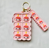 The Original Mini Silicon Zipper coin Pouch With KeyChain Pink UniCorn