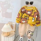 VYBE - Bear pocket Printed Sweatshirt With Trouser For Kids Yellow