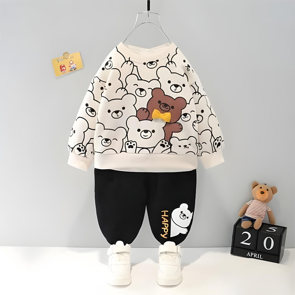 VYBE - Bears Print Sweatshirt With Trouser For Kids White