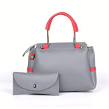 Shein Multi color handbag with large capacity and double handle-Grey/Red