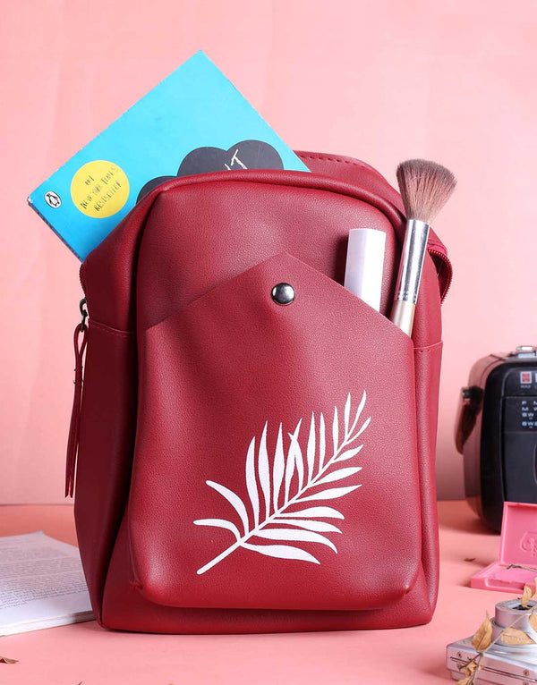 RangooN - Maroon Leaf Mini Backpack