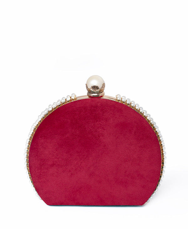 RangooN - Maroon Half-Moon Clutch