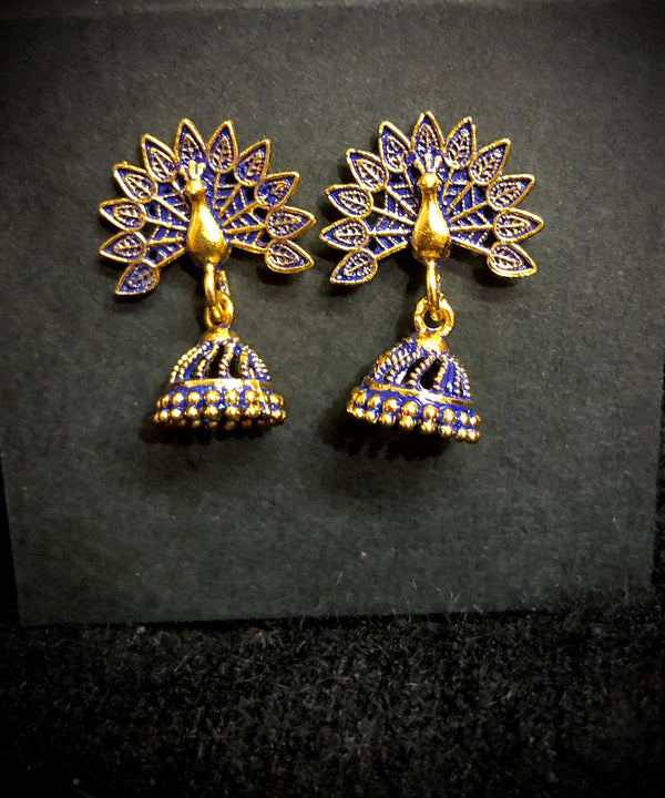 Beri- Peacock Jhumki - Dark Blue