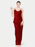 Emerce- Cami Silk Night Suit (Adjustable Strape) - Merlot Red