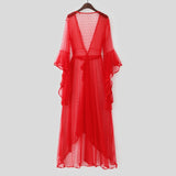 Emerce - Spark Dots 3pcs Transparent Hot Red Nightgown