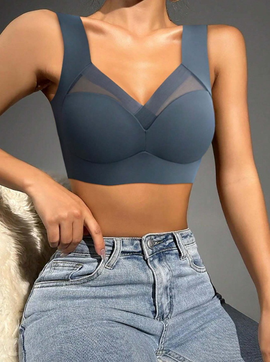 Shein Seamless Wireless Underwear,Sexy Push-Up Bra Neavy Blue