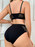 Shein Solid Hollow Out Lingerie Set