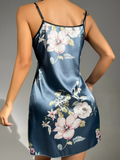 Shein - Floral Print Satin Cami Nightdress