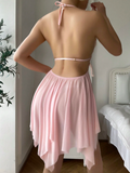 Shein - Asymmetrical Hem Backless Sleepwear Dress With Bow Detailing