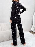 Shein - Ladies' Heart Print Long Sleeve Long Pants Pyjama Set