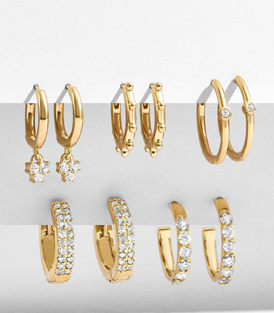 Shein - 5pairs Rhinestone Decor Hoop Earrings