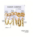 Shein - 18pairs New Style Exaggerate C-Shaped Circle & Pearl Earrings Set