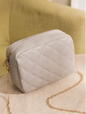 Shein - Mini Quilted Embossed Zip Chain Bag - Beige
