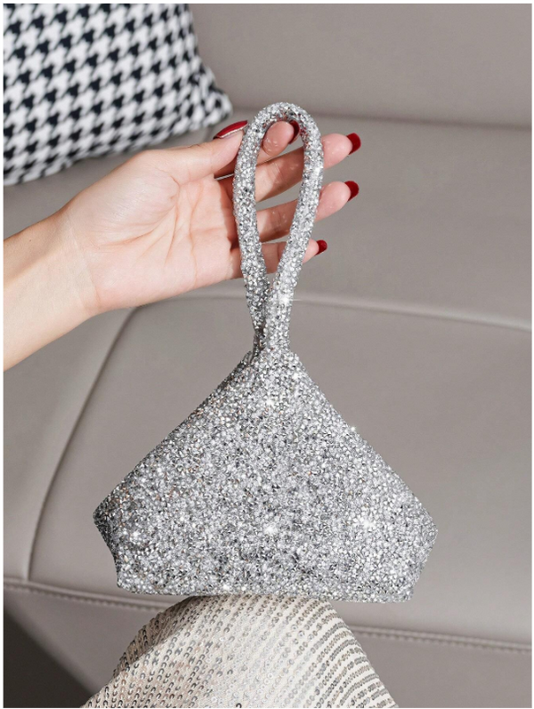 Shein - Vincy Glitter Handbag Mini Sparkling Rhinestones Decorated Evening Bag